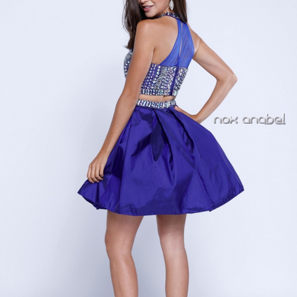 Halter Neckline Royal Blue Bridesmaid Dress NX6053 - Picture 3 of 3